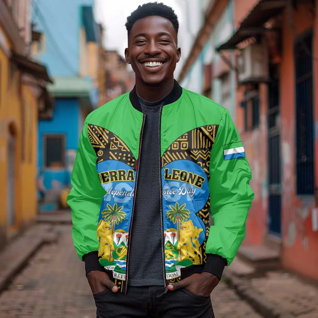 Sierra Leone Independence Day 2024 Bomber Jacket Happy 63rd Anniversary African Pattern LT01