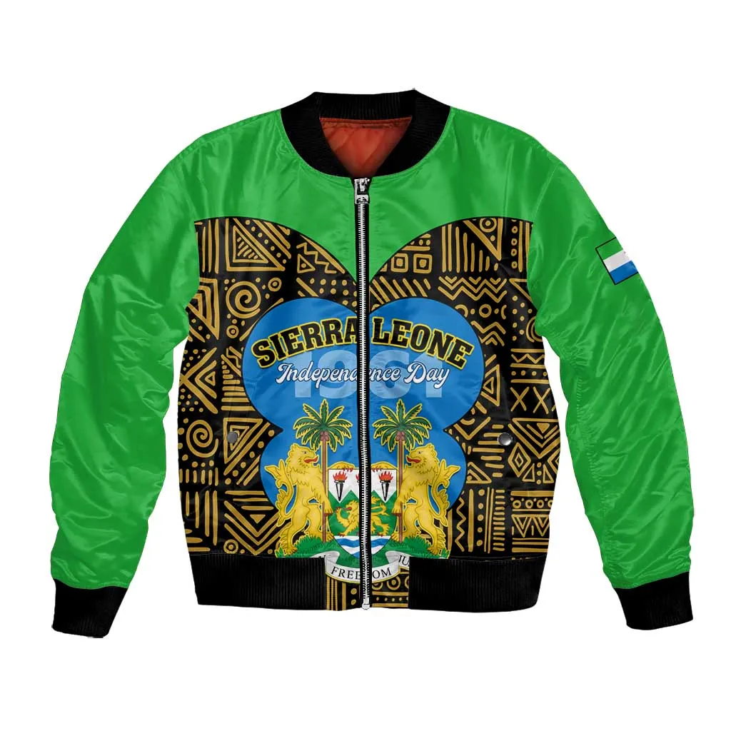 Sierra Leone Independence Day 2024 Bomber Jacket Happy 63rd Anniversary African Pattern LT01