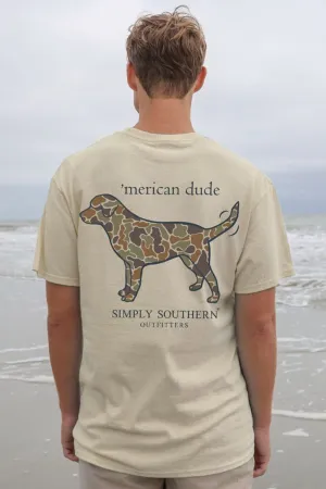 Simply Southern Camo Dog T-Shirt for Men in Sand | MN-SS-CAMODOG-SAND-S