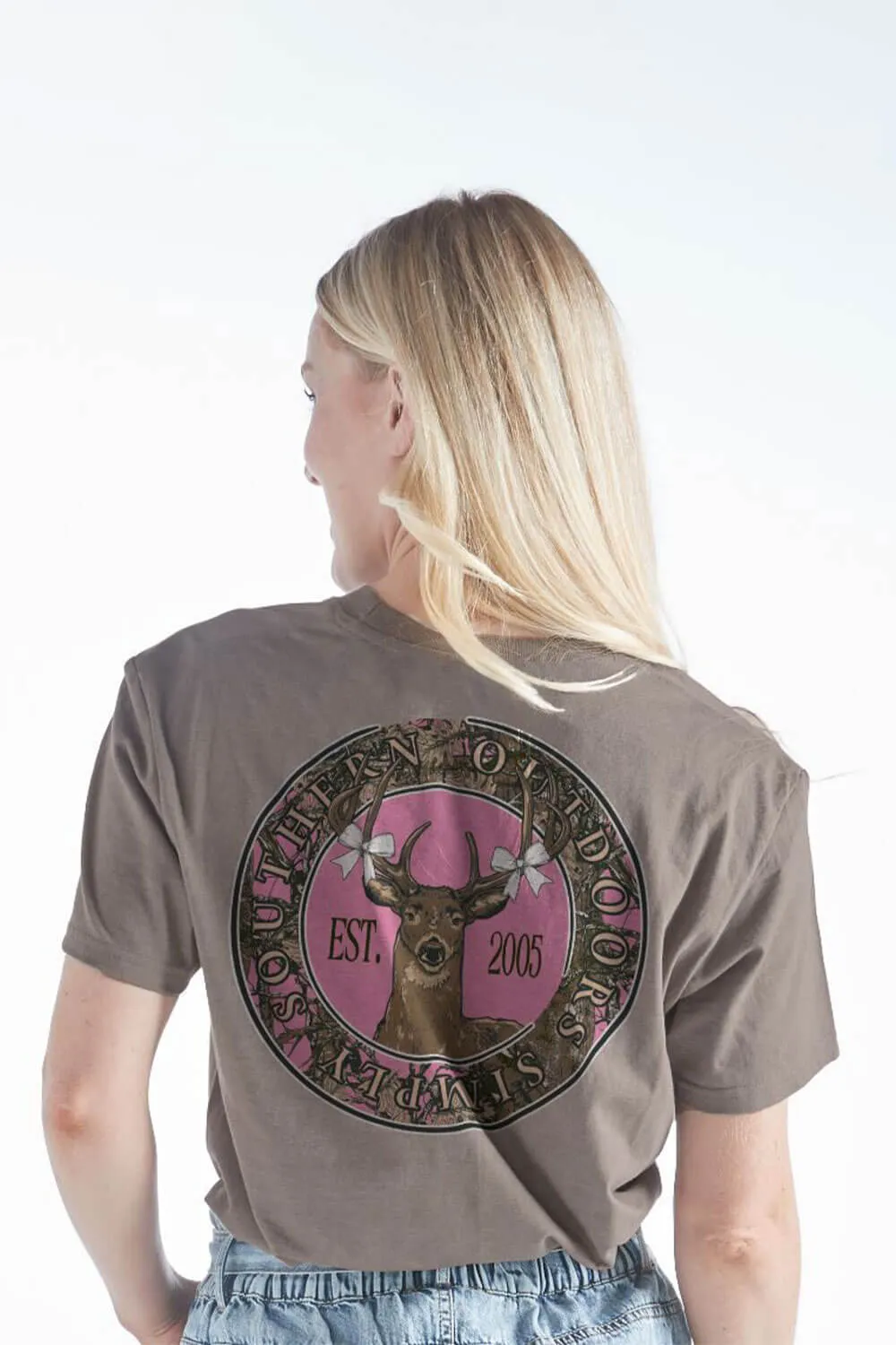Simply Southern Deer Bow T-Shirt for Women in Brown | SS-DEER-DESERTHTH
