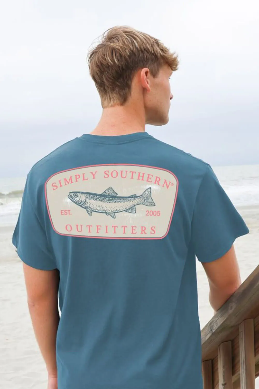 Simply Southern Fish Logo T-Shirt for Men in Blue | MN-SS-FISHLOGO-COMET-S