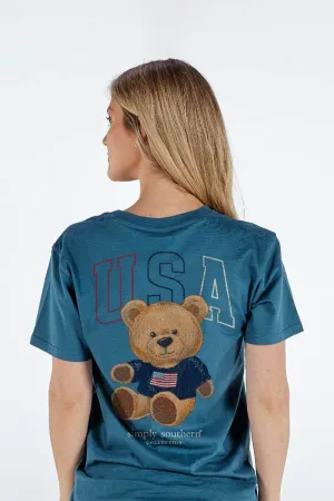 Simply Southern Teddy Bear T-Shirt for Women in Comet Blue | SS-USA-COMET
