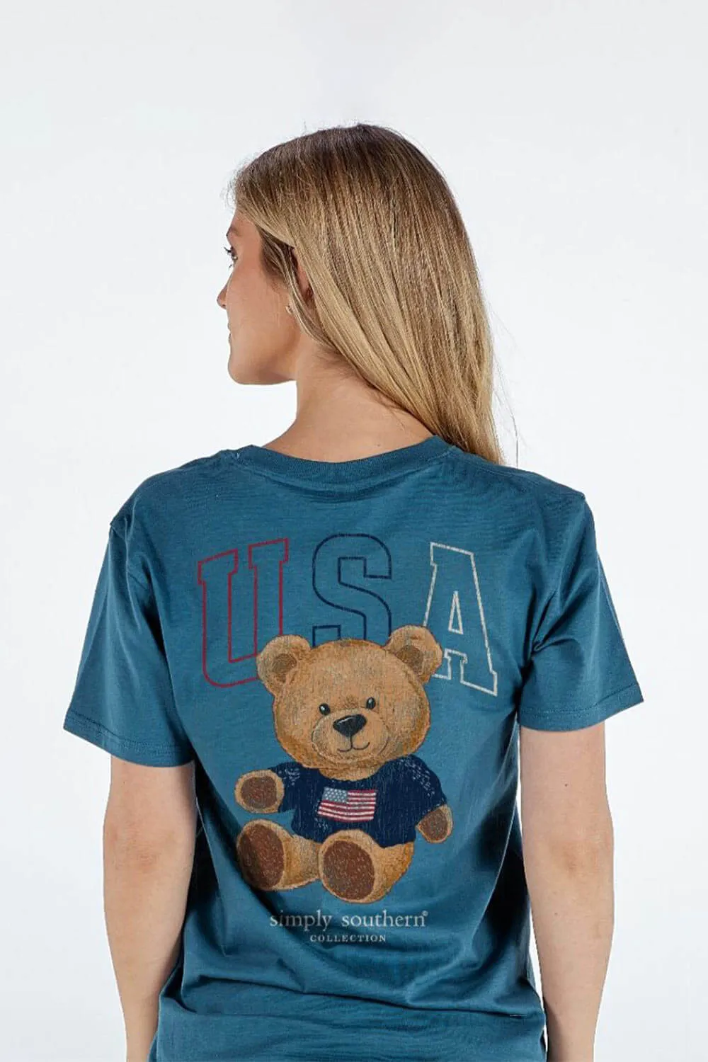 Simply Southern Teddy Bear T-Shirt for Women in Comet Blue | SS-USA-COMET
