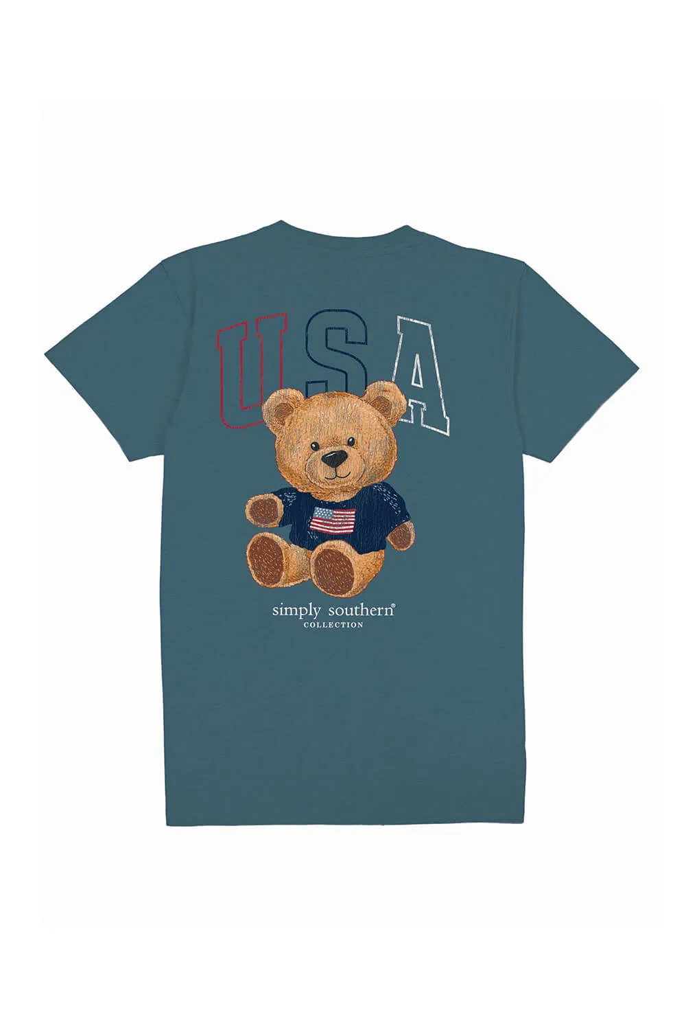 Simply Southern Teddy Bear T-Shirt for Women in Comet Blue | SS-USA-COMET