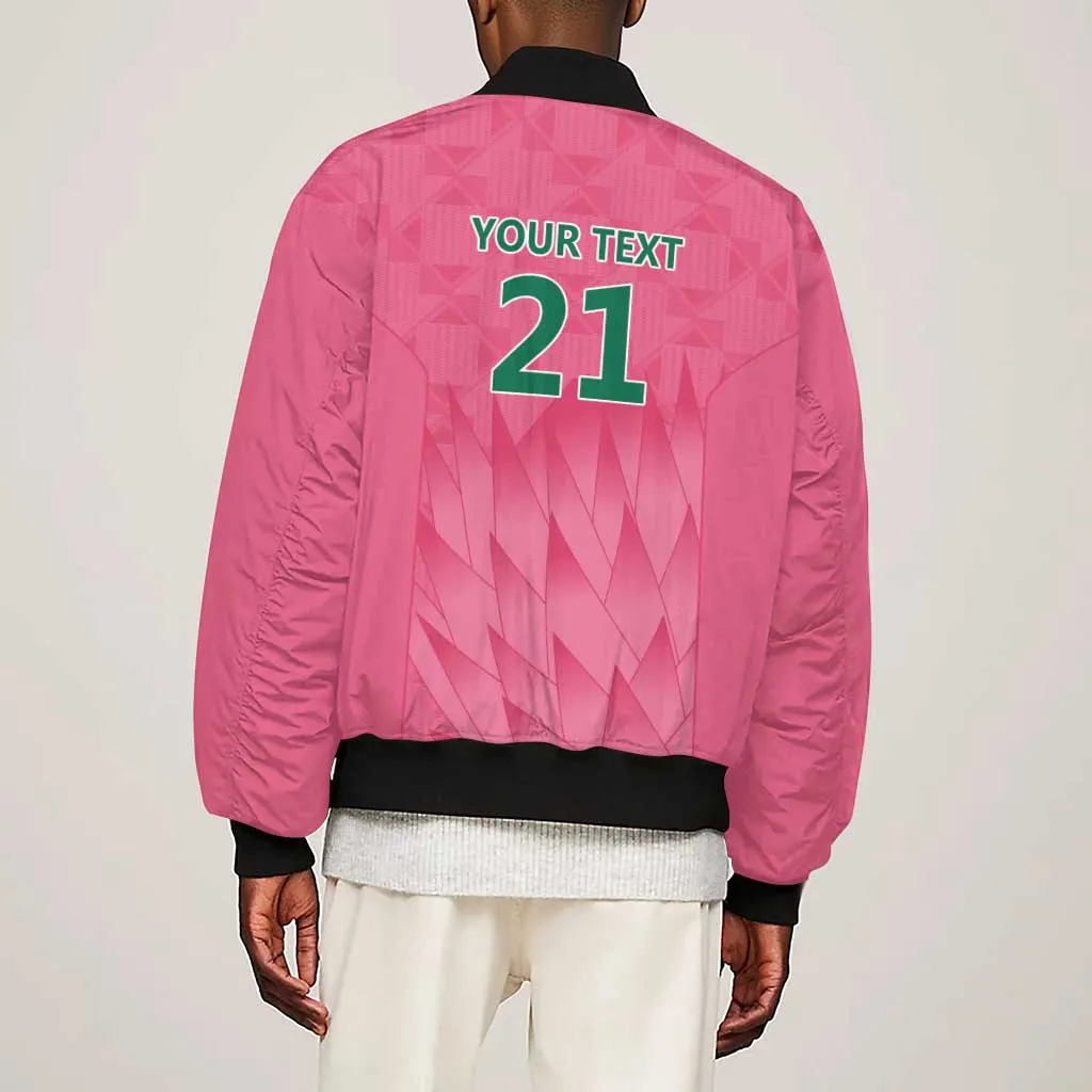 South Africa Cricket Custom Sleeve Zip Bomber Jacket African King Proteas Pink LT9