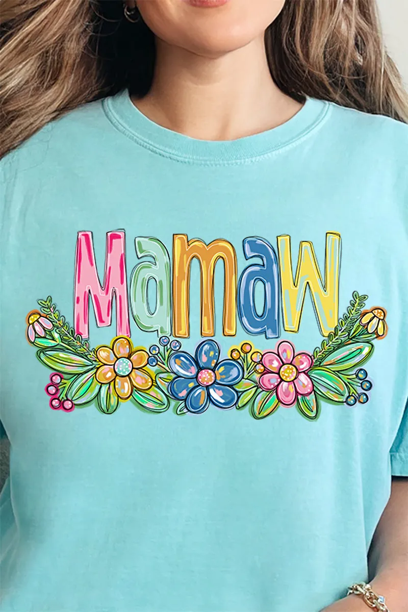 Spring Floral Mamaw Comfort Colors Adult Ring-Spun Cotton Tee