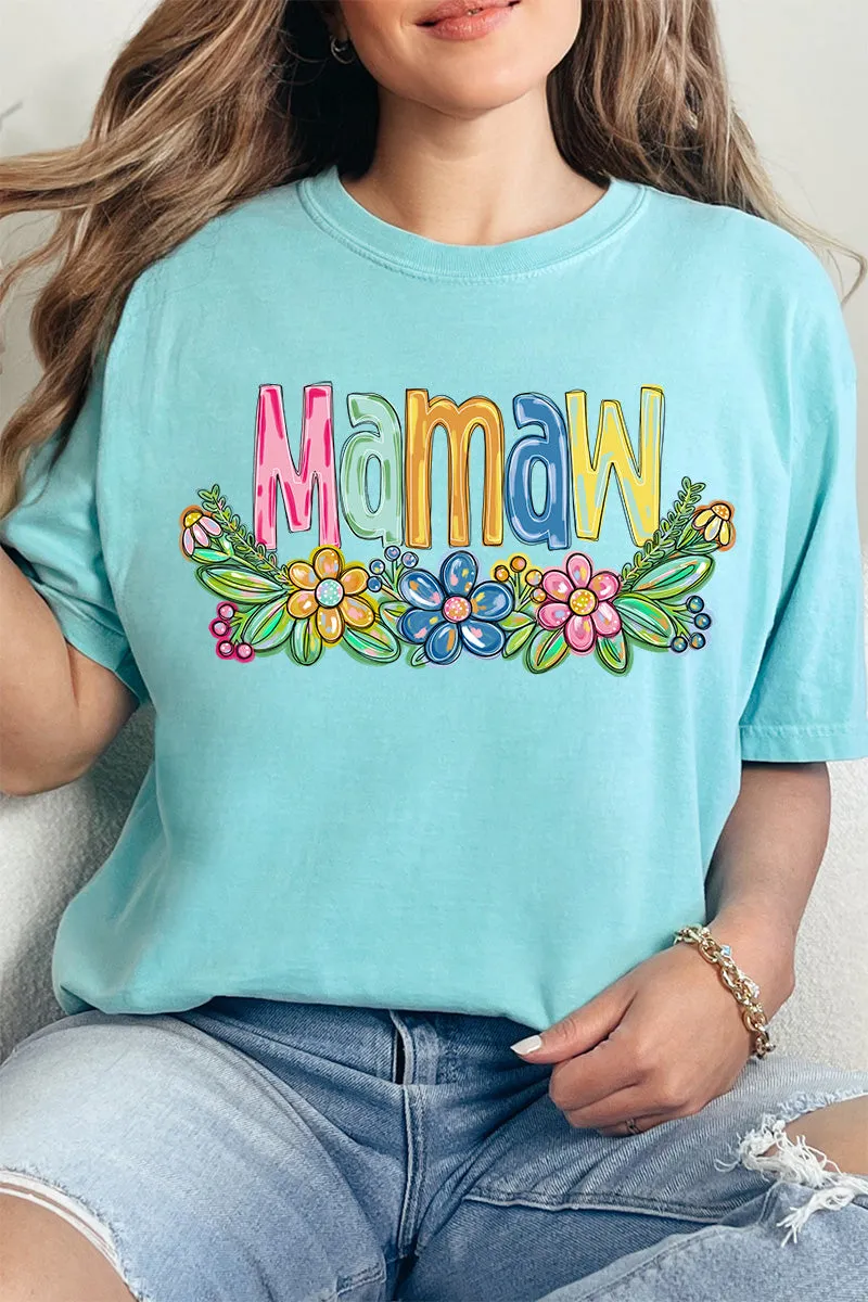 Spring Floral Mamaw Comfort Colors Adult Ring-Spun Cotton Tee