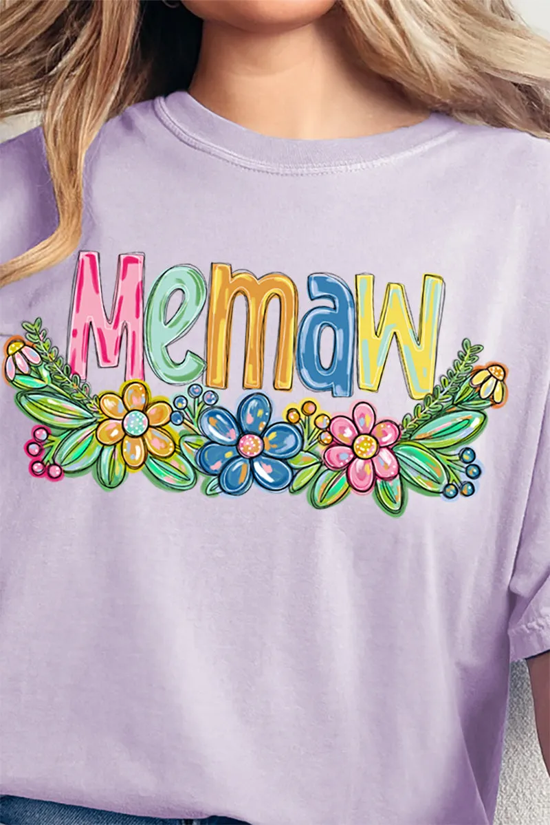 Spring Floral Memaw Comfort Colors Adult Ring-Spun Cotton Tee