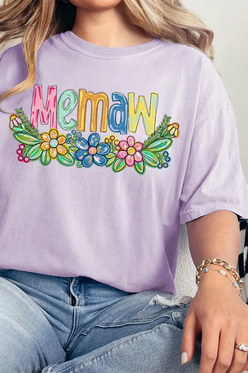 Spring Floral Memaw Comfort Colors Adult Ring-Spun Cotton Tee