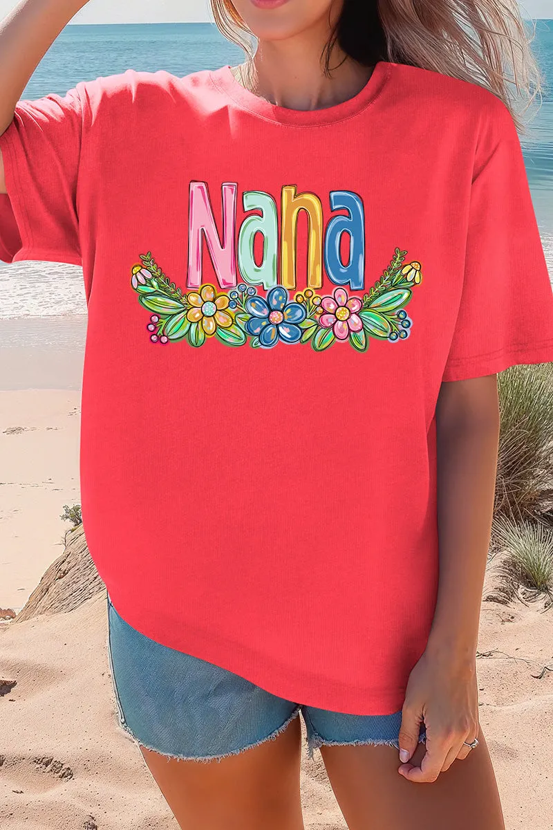 Spring Floral Nana Comfort Colors Adult Ring-Spun Cotton Tee