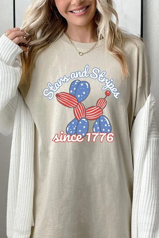 Stars Stripes 1776 Balloon Dog Plus Heavy Cotton T
