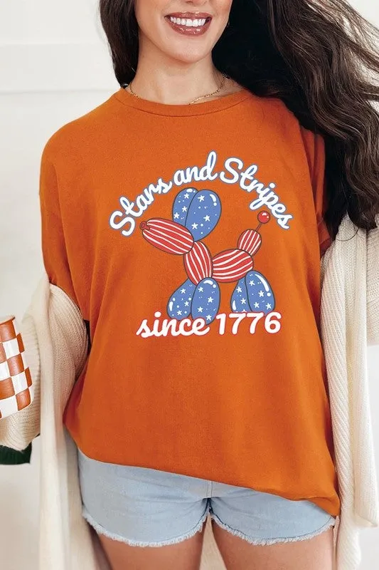 Stars Stripes 1776 Balloon Dog Plus Heavy Cotton T