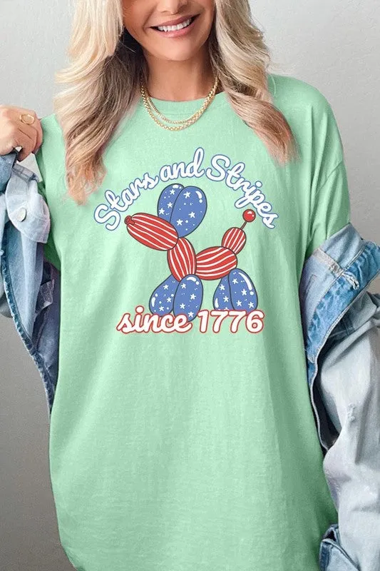 Stars Stripes 1776 Balloon Dog Plus Heavy Cotton T