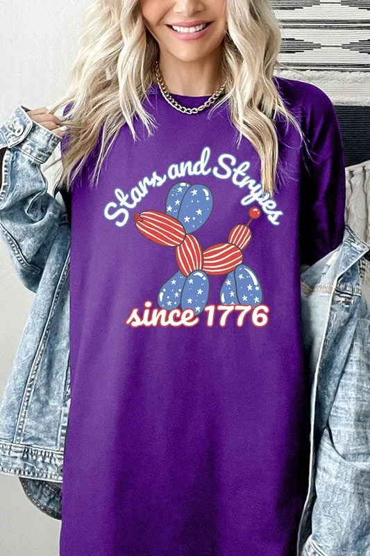 Stars Stripes 1776 Balloon Dog Plus Heavy Cotton T