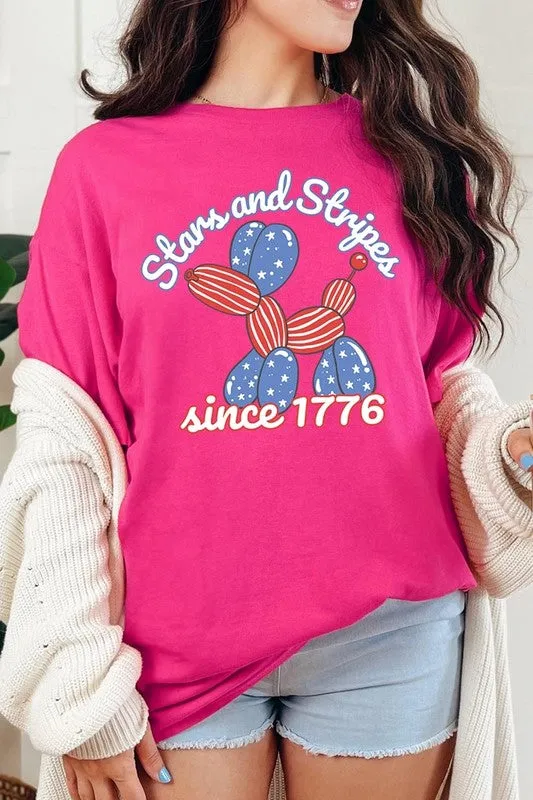 Stars Stripes 1776 Balloon Dog Plus Heavy Cotton T