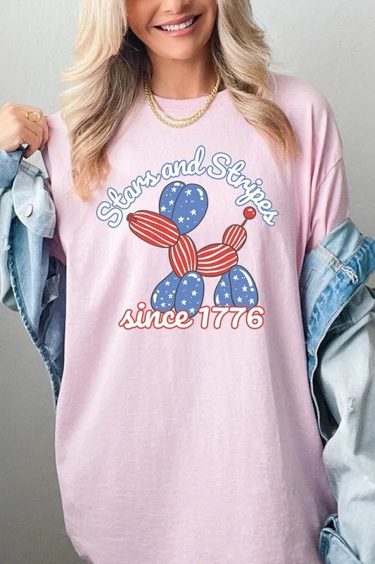 Stars Stripes 1776 Balloon Dog Plus Heavy Cotton T