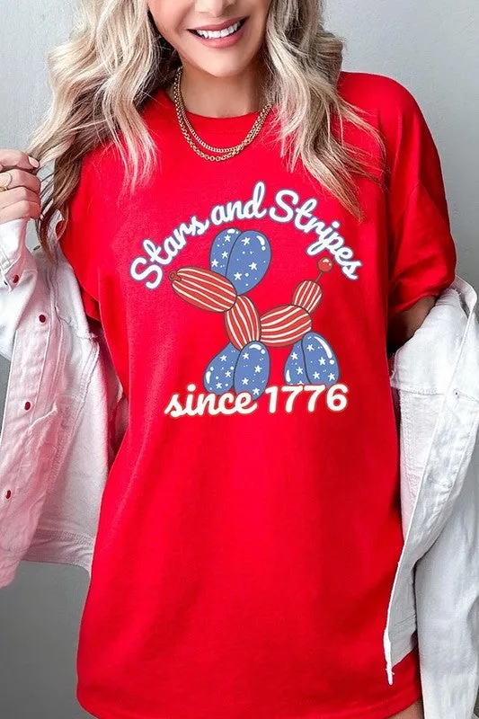 Stars Stripes 1776 Balloon Dog Plus Heavy Cotton T