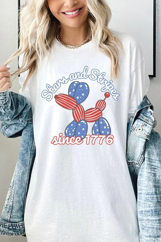 Stars Stripes 1776 Balloon Dog Plus Heavy Cotton T