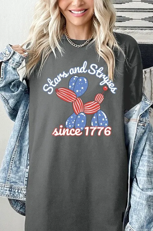 Stars Stripes 1776 Balloon Dog Plus Heavy Cotton T
