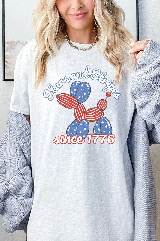 Stars Stripes 1776 Balloon Dog Plus Heavy Cotton T