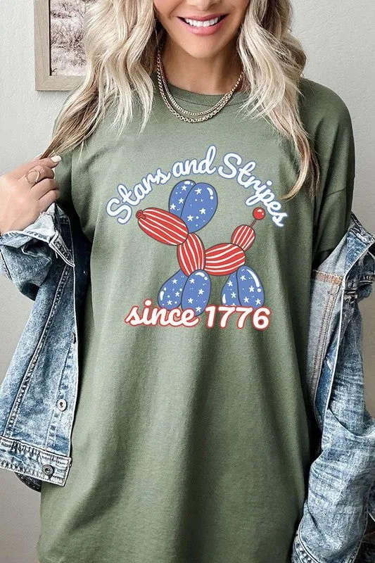 Stars Stripes 1776 Balloon Dog Plus Heavy Cotton T