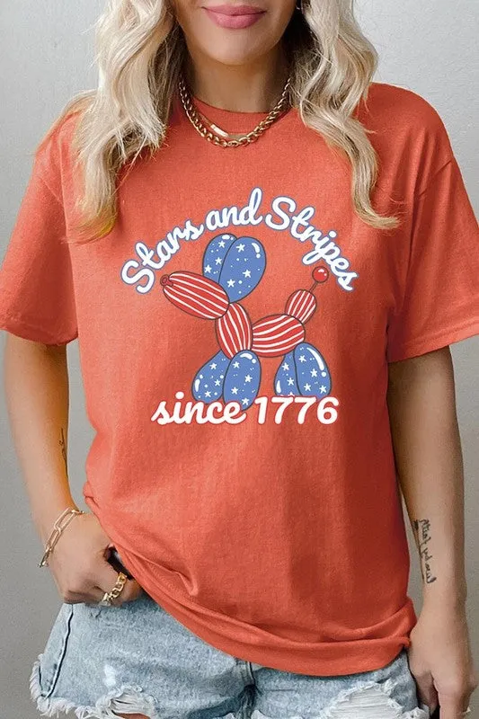 Stars Stripes 1776 Balloon Dog Plus Heavy Cotton T