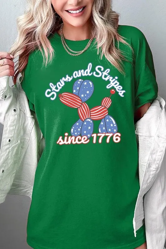 Stars Stripes 1776 Balloon Dog Plus Heavy Cotton T