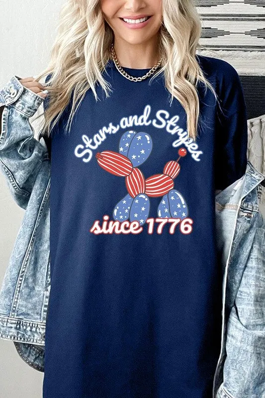 Stars Stripes 1776 Balloon Dog Plus Heavy Cotton T