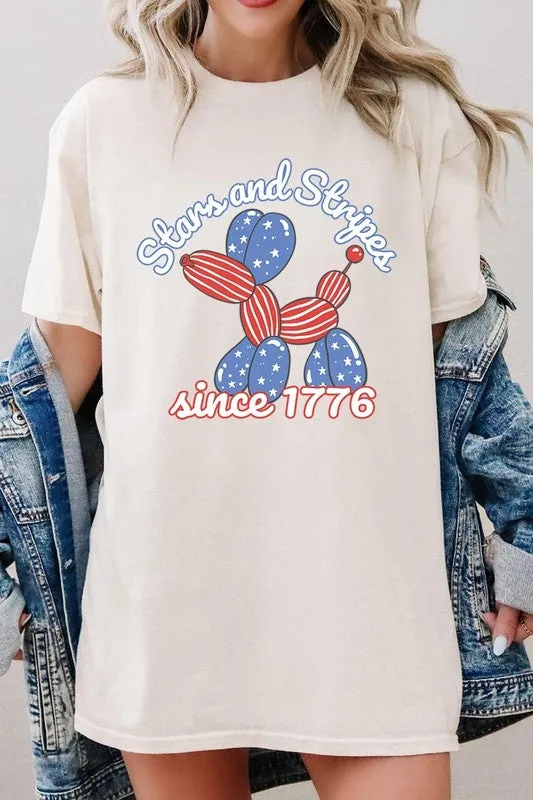 Stars Stripes 1776 Balloon Dog Plus Heavy Cotton T