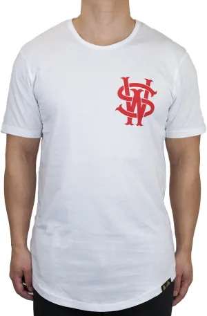 Stay Winning Original Logo White/Red Elongated Scoop Tee