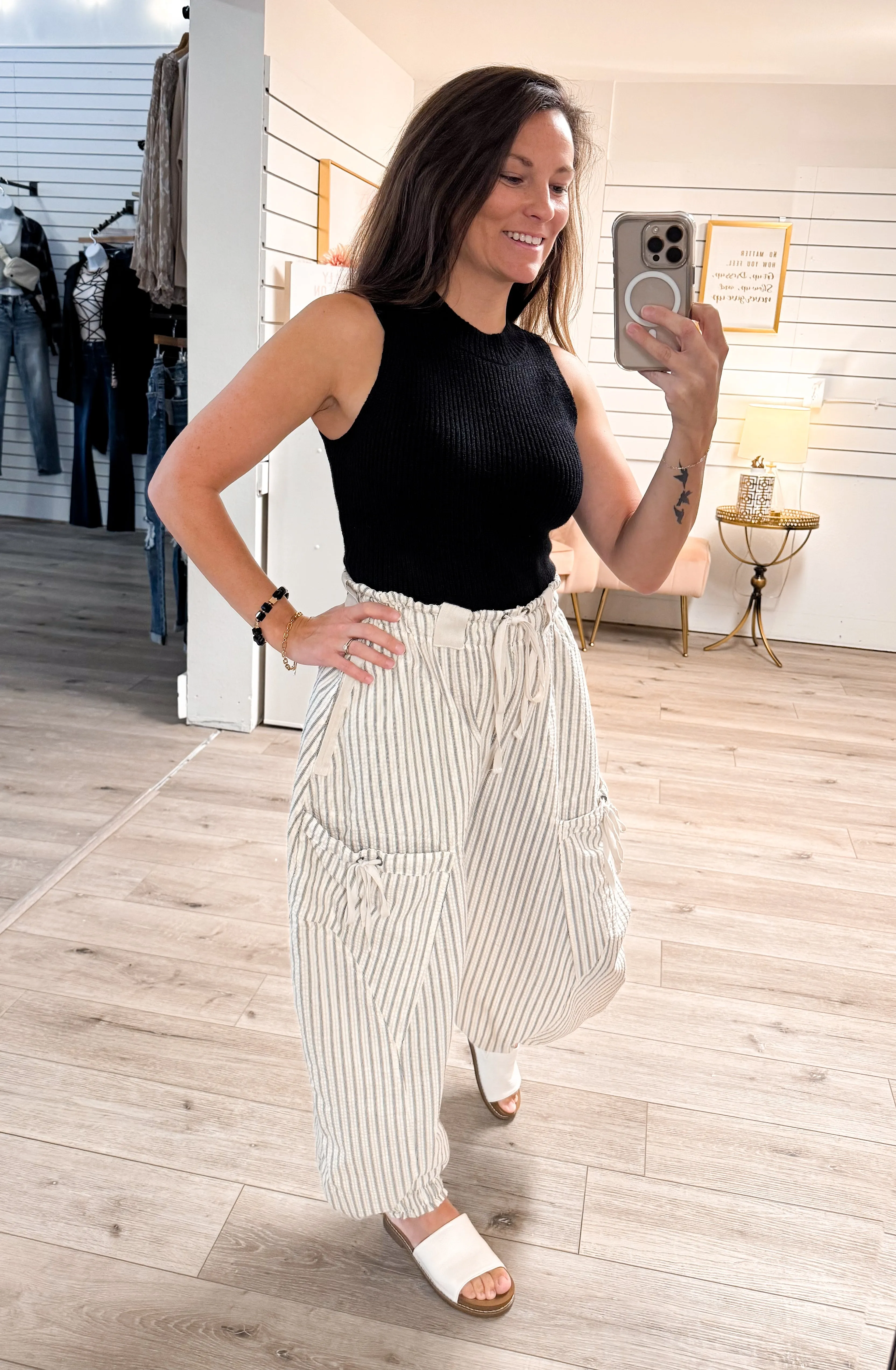 Striped Drawstring Jogger Pants