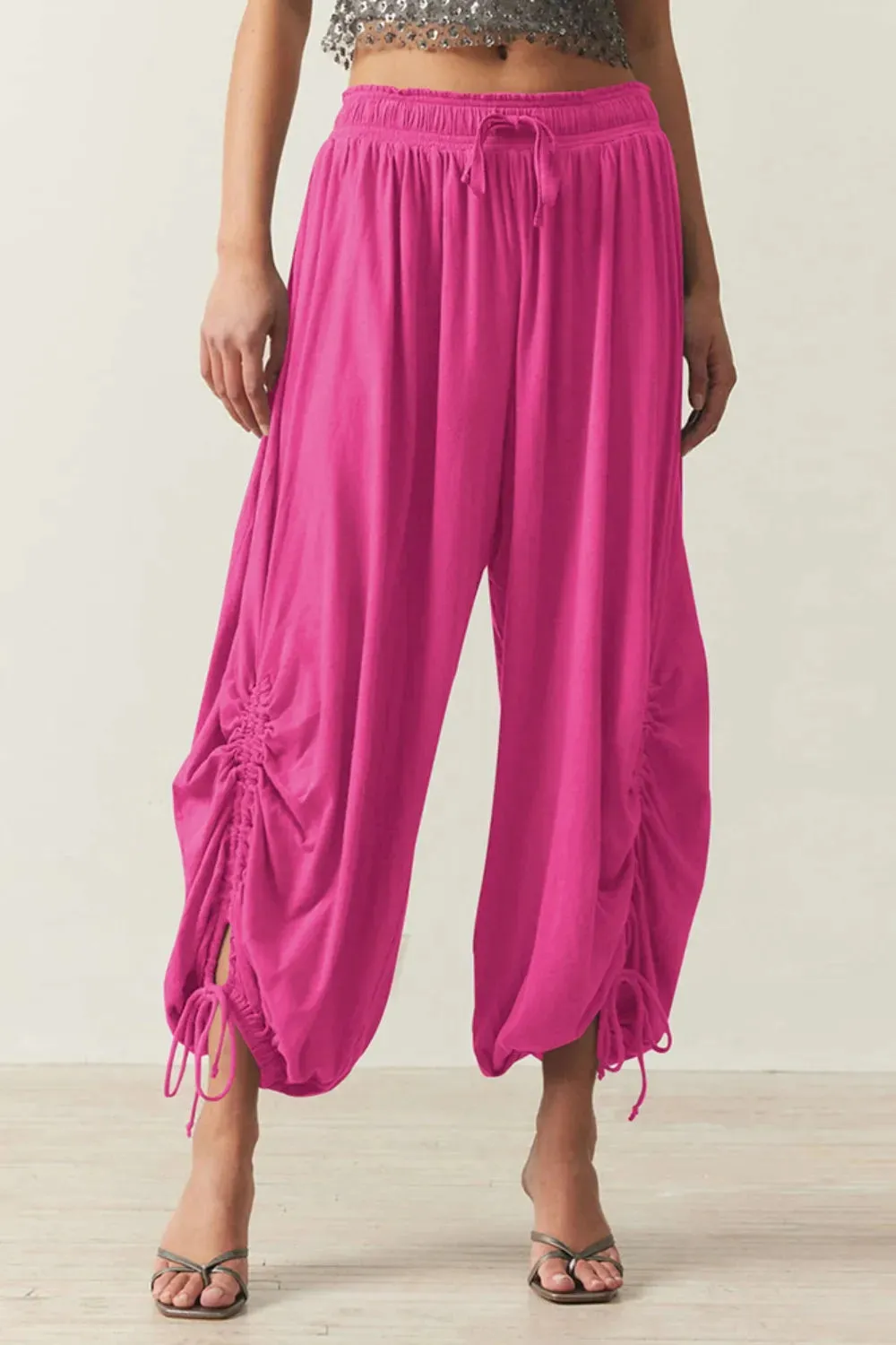Stylish Drawstring Ruched Pants for Comfortable Fit