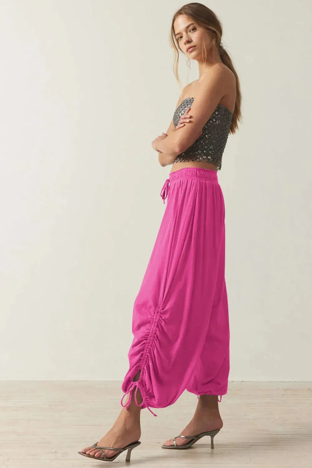 Stylish Drawstring Ruched Pants for Comfortable Fit