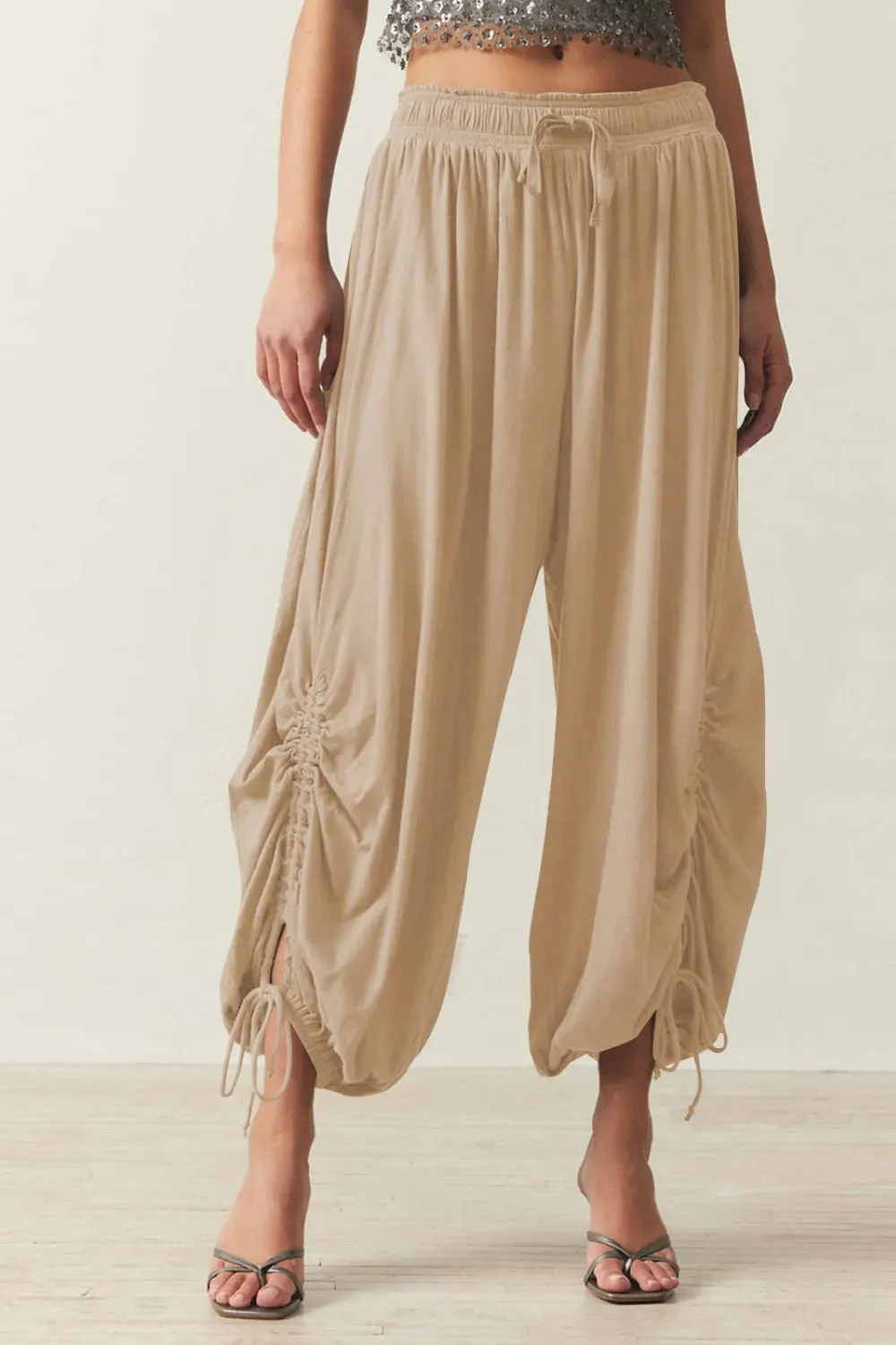 Stylish Drawstring Ruched Pants for Comfortable Fit