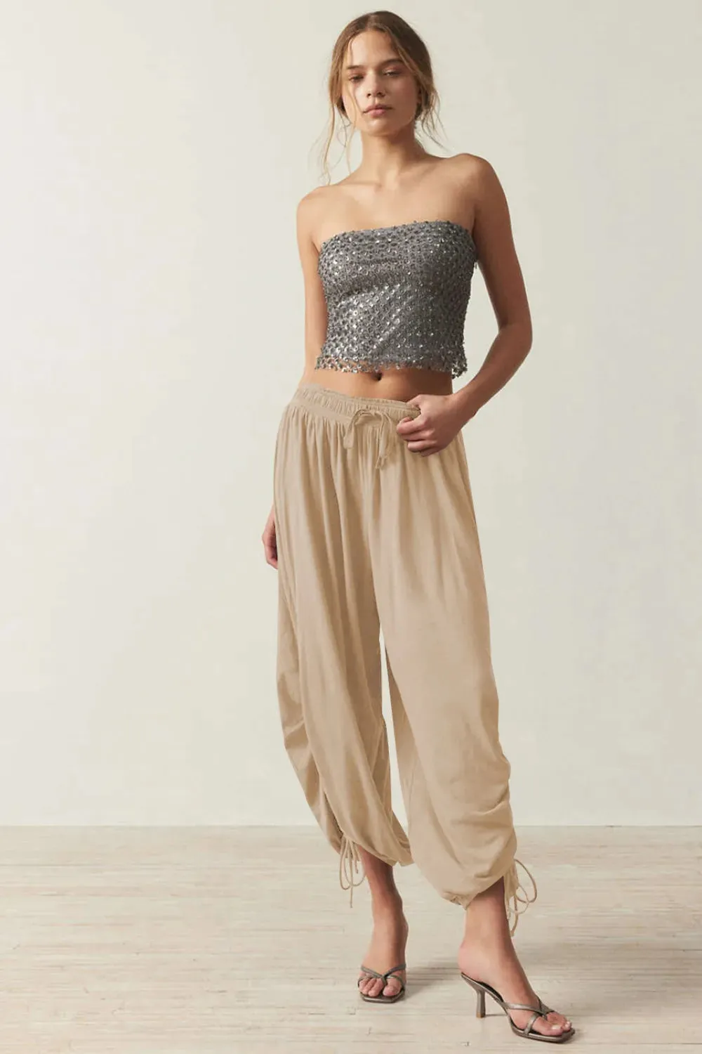 Stylish Drawstring Ruched Pants for Comfortable Fit