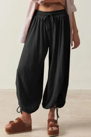 Stylish Drawstring Ruched Pants for Comfortable Fit