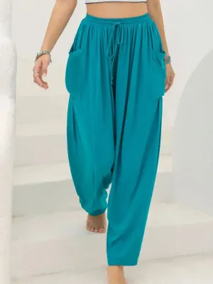 Stylish Drawstring Wide Leg Pants with Pockets for Women