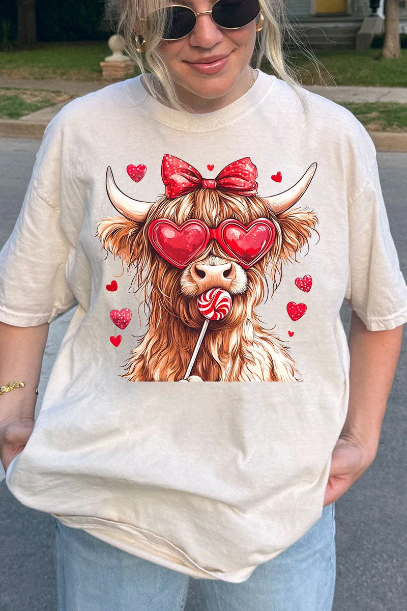 Sucker For Love Highland Cow Comfort Colors Adult Ring-Spun Cotton Tee