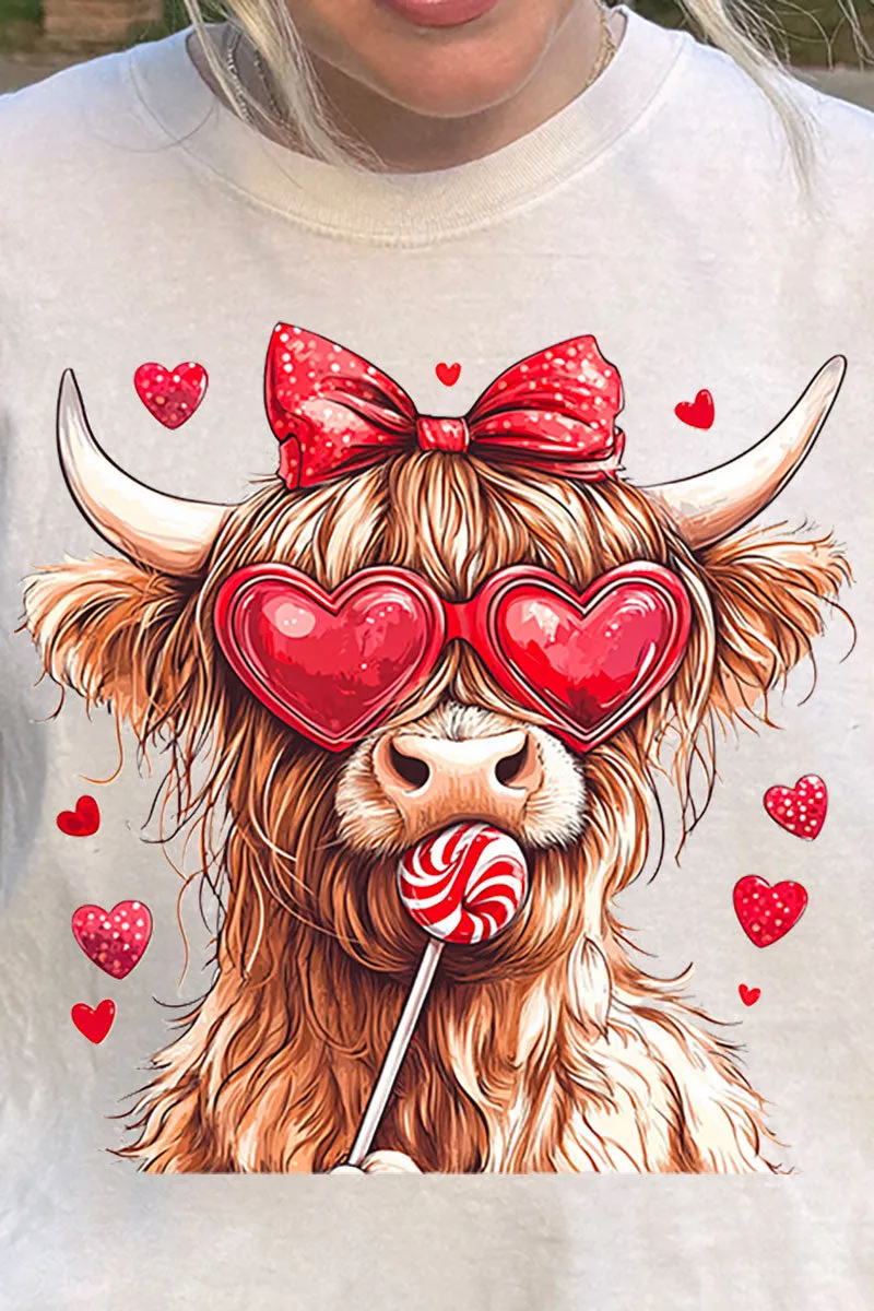 Sucker For Love Highland Cow Comfort Colors Adult Ring-Spun Cotton Tee