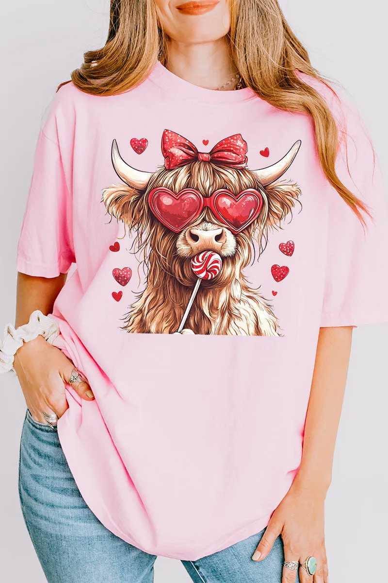 Sucker For Love Highland Cow Comfort Colors Adult Ring-Spun Cotton Tee