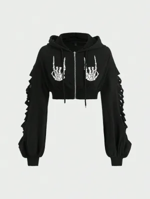 Sudadera PUNK con estampado de esqueleto - Cherry Vibes CR