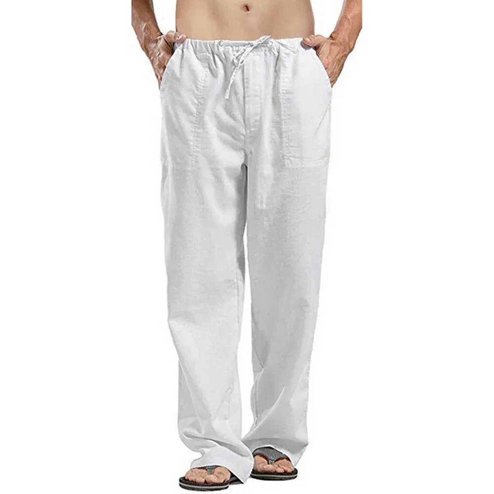 Summer Cotton Linen Drawstring Pants