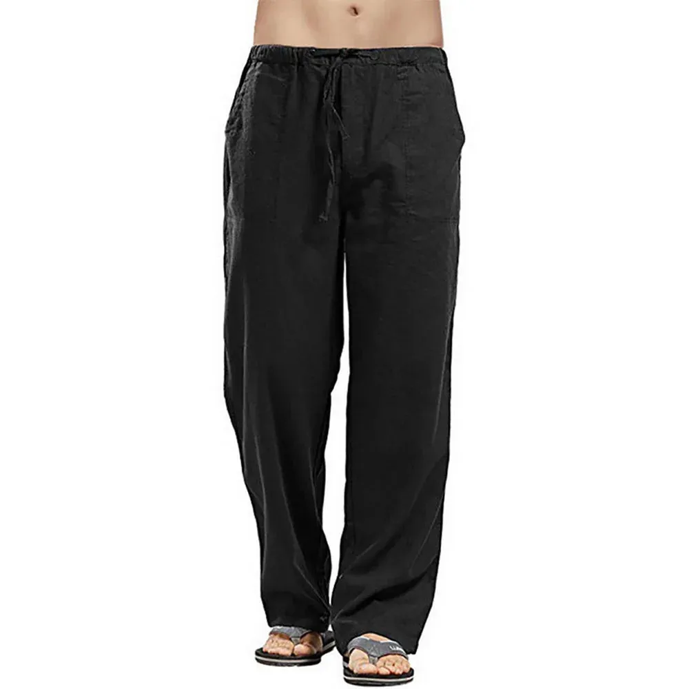 Summer Cotton Linen Drawstring Pants