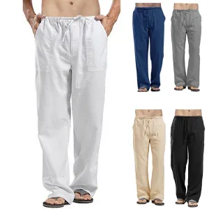Summer Cotton Linen Drawstring Pants