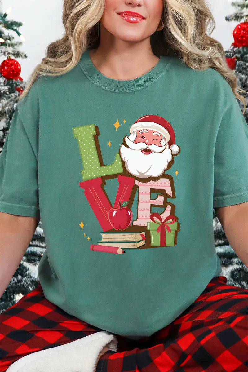 Teacher Love Christmas Comfort Colors Adult Ring-Spun Cotton Tee