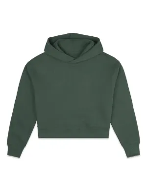 The Womens Pullover Crop Hoodie in Earth Green