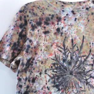 Tie Dye Tees With Leaf Print - Dark Water Tie Dye