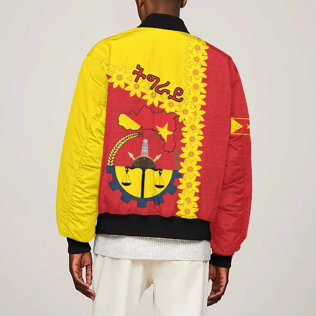 Tigray Ethiopia Bomber Jacket Tigray Seal With Flag Map - African Pattern LT15