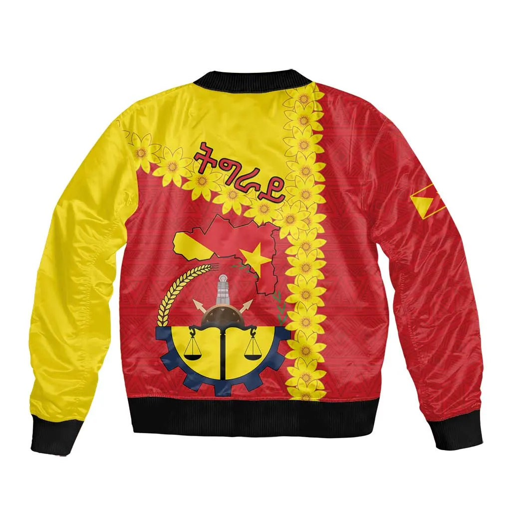 Tigray Ethiopia Bomber Jacket Tigray Seal With Flag Map - African Pattern LT15