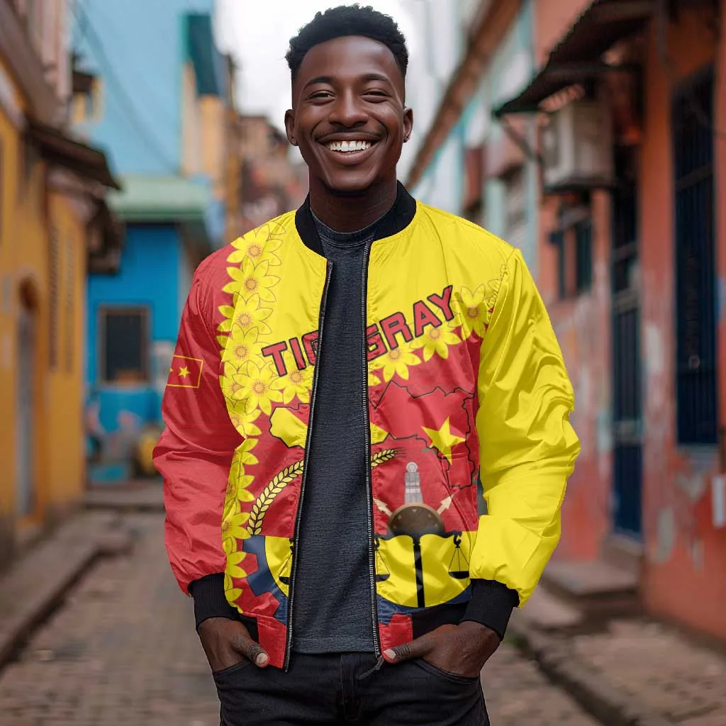 Tigray Ethiopia Bomber Jacket Tigray Seal With Flag Map - African Pattern LT15